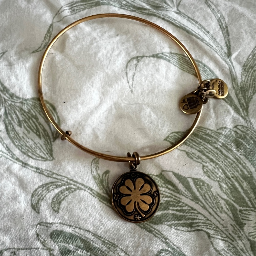 Alex and Ani Irish Clover Gold Charm Bangle